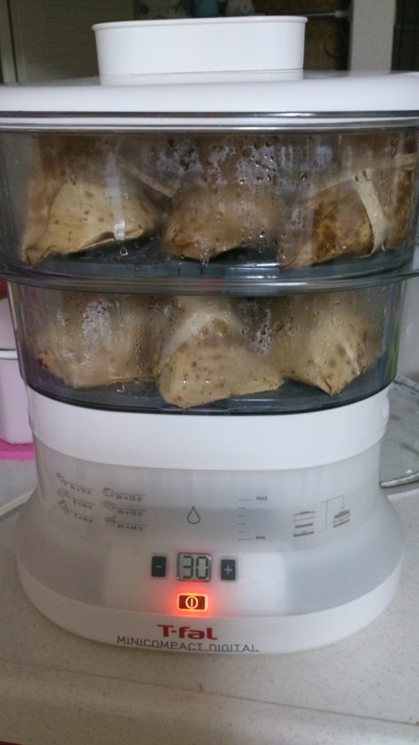 蒸しているところ