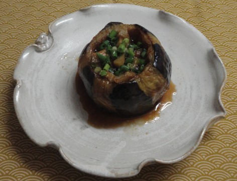 茄子の海老あん詰め